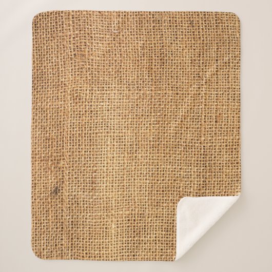 Brauner Burlap-Sack: Texturierter Stoff Hintergrun Sherpadecke (Vorderseite)