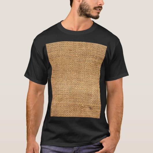 Brauner Burlap-Sack: Texturierter Stoff Hintergrun T-Shirt (Vorderseite)