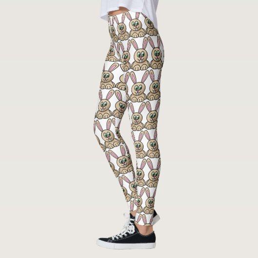 Brauner Cartoon Kaninchen Zeichnend Muster Legging Leggings (Links)