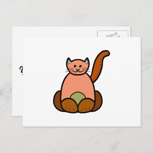 Brauner Cartoon Postkarte (Vorne/Hinten)