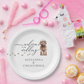 Brauner Cavapoo-Hund Willkommen bei der Hochzeitsf Pappteller (Party)