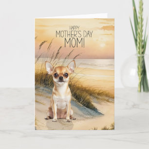Brauner Chihuahua-Hund Sonnenuntergang Strand Mutt Feiertagskarte