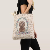 Brauner Cockapoo Dog Pfosten Print & Dog Bone Nied Tasche (Von Nahem)