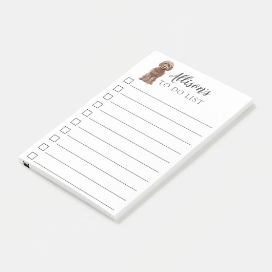 Brauner Cockapoo-Hund, der Personalisiert ist, Post-it Klebezettel (angewinkelt)