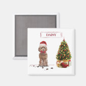 Brauner Cockapoo Lustiger Weihnachtshund und Baum Magnet (Vorderseite/Rückseite)