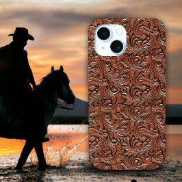 Brauner Cowgirl Cowboy mit Blumenwerkstoff aus Led Case-Mate iPhone Hülle