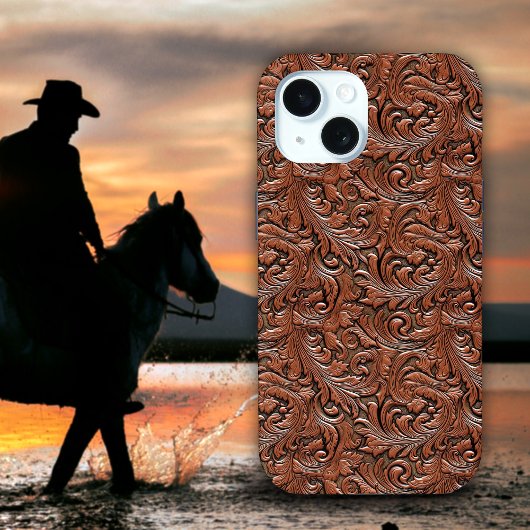 Brauner Cowgirl Cowboy mit Blumenwerkstoff aus Led Case-Mate iPhone Hülle