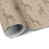 Brauner Cream Giraffen Tierischer Glitzer Geschenkpapier (Rolleneckpunkt)