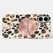 Brauner Cream Leopard Animal Rose Gold Glam Case-Mate iPhone Hülle (Rückseite (Horizontal))