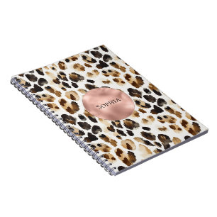 Brauner Cream Leopard Animal Rose Gold Glam Notizblock