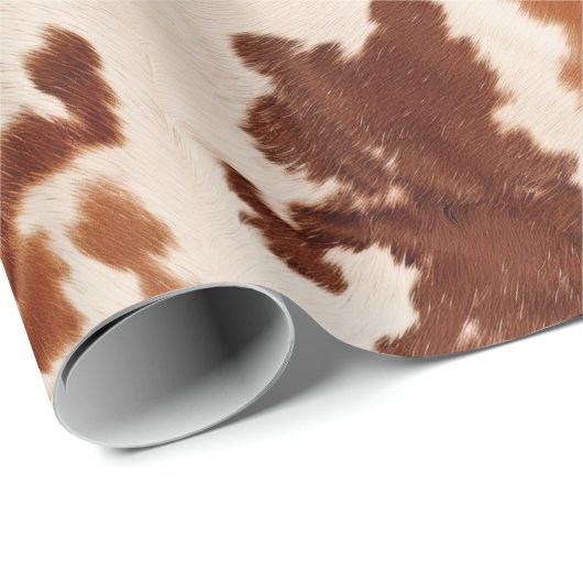 Brauner Creme Cowhide Western Geschenkpapier (Rolleneckpunkt)