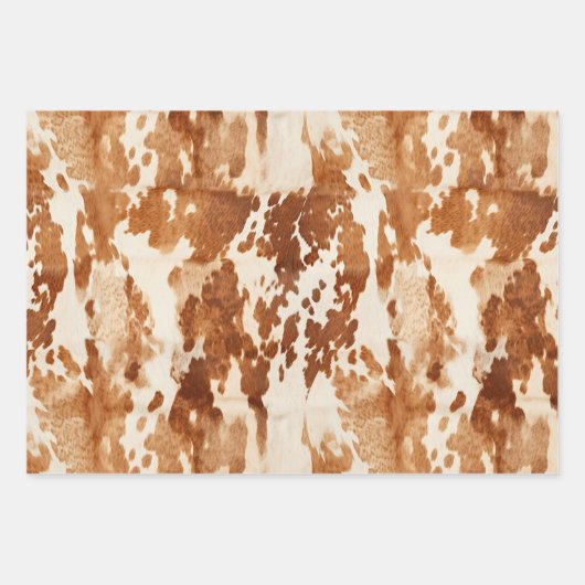 Brauner Creme Cowhide Western Geschenkpapier Set (Vorderseite 3)