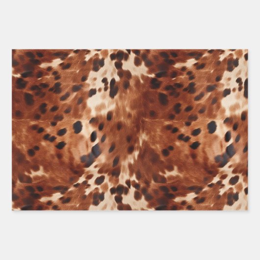 Brauner Creme Cowhide Western Geschenkpapier Set (Vorderseite 2)