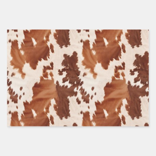 Brauner Creme Cowhide Western Geschenkpapier Set (Vorderseite)