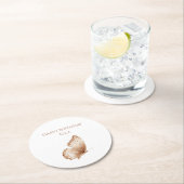 Brauner Creme Schmetterling Geburtstag Runder Pappuntersetzer (Vor Ort)