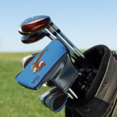 Brauner Dachshund läuft Blaues Design Golf Headcover (In Situ)