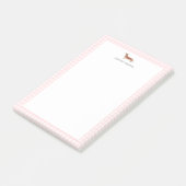 Brauner Dachshund Rosa Gingham-Rahmen Personalisie Post-it Klebezettel (angewinkelt)