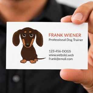 Brauner Dachshund Süßer Doxie-Cartoon-Hund Visitenkarte