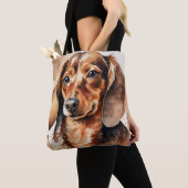 Brauner Dachshund Tasche (Von Nahem)