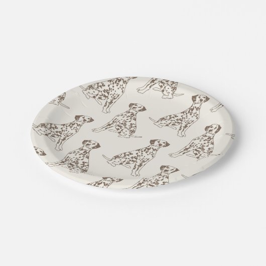 Brauner Dalmatiner Pappteller (Schrägansicht)