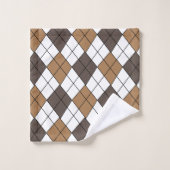 Brauner Diamant Argyle Badhandtuch Set (Waschlappen)