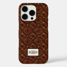 Brauner Diamant-Leder mit Monogramm