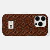 Brauner Diamant-Leder mit Monogramm Case-Mate iPhone Hülle (Rückseite (Horizontal))