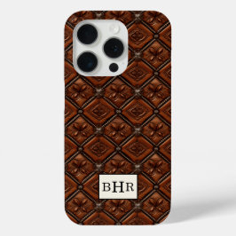 Brauner Diamant-Leder mit Monogramm Case-Mate iPhone Hülle