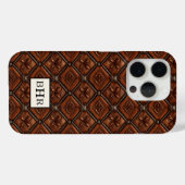 Brauner Diamant-Leder mit Monogramm Case-Mate iPhone Hülle (Rückseite (Horizontal))