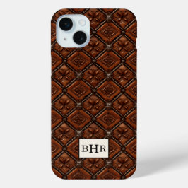 Brauner Diamant-Leder mit Monogramm Case-Mate iPhone Hülle