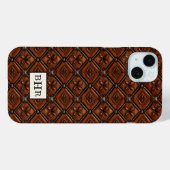 Brauner Diamant-Leder mit Monogramm Case-Mate iPhone Hülle (Rückseite (Horizontal))