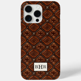 Brauner Diamant-Leder mit Monogramm Case-Mate iPhone Hülle