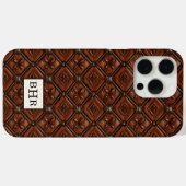 Brauner Diamant-Leder mit Monogramm Case-Mate iPhone Hülle (Rückseite (Horizontal))