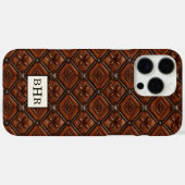 Brauner Diamant-Leder mit Monogramm Case-Mate iPhone Hülle (Rückseite (Horizontal))