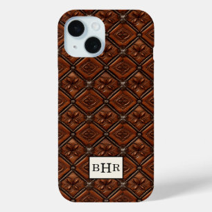 Brauner Diamant-Leder-Monogramm Case-Mate iPhone Hülle
