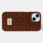 Brauner Diamant-Leder-Monogramm Case-Mate iPhone Hülle (Rückseite (Horizontal))