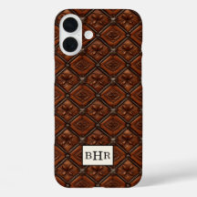 Brauner Diamant-Leder-Monogramm