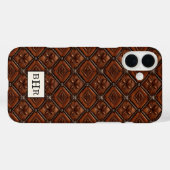 Brauner Diamant-Leder-Monogramm Case-Mate iPhone Hülle (Rückseite (Horizontal))