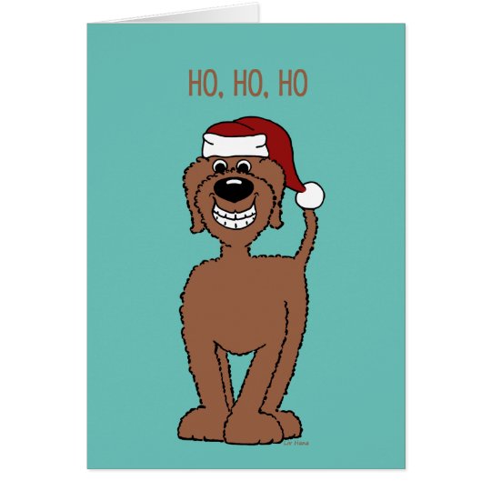 Brauner Doodle Santa Karte