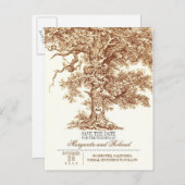 Brauner Eichenbaum Save the Date Postkarten (Vorne/Hinten)