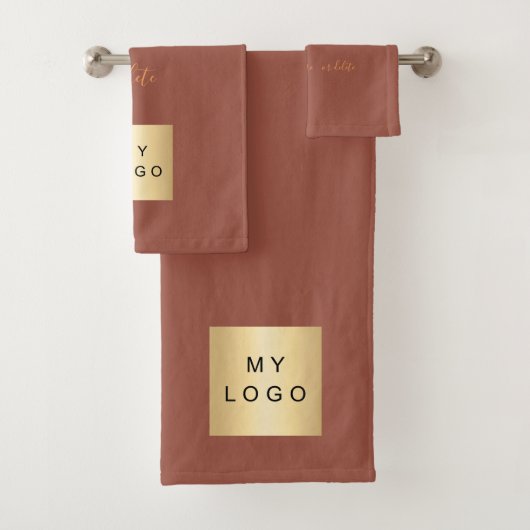 Brauner Erde Gold Firmenlogo Badhandtuch Set (Insitu)