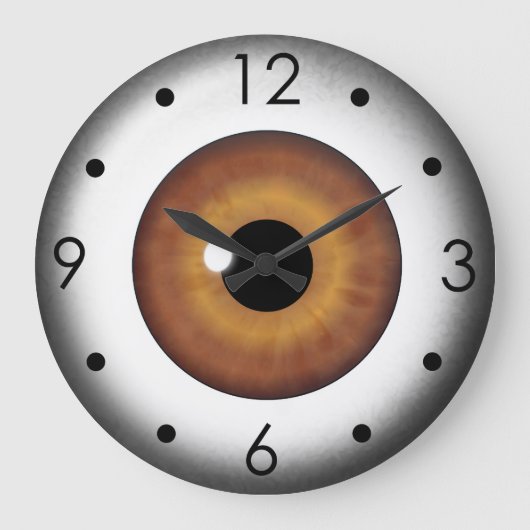 Brauner Eyeball Iris Eye Custom Large Round Clock Große Wanduhr (Vorderseite)