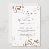 Brauner Fall in Liebe Herbstdutenhochzeit Einladung (Vorderseite)