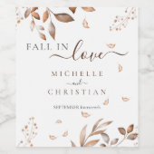 Brauner Fall in Liebe Herbstdutenhochzeit Weinetikett (Einzelnes Label)
