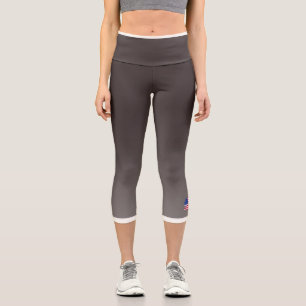 Brauner Farbverlauf mit US-Flagge Capri Leggings