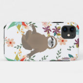 Brauner Faultier mit geblümtem Hintergrund Case-Mate iPhone Hülle (Rückseite (Horizontal))