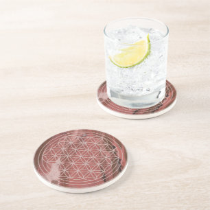 Brauner Flower of Life Untersetzer Heilige Geome