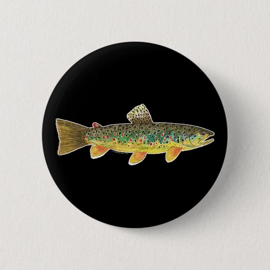 Brauner Forellenfisch Angeln Ichthyologie Button (Vorderseite)