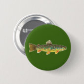Brauner Forellenfisch Grüner Angler Button (Vorne & Hinten)