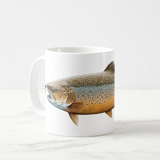 Brauner Forellenfisch Kaffeetasse (Vorderseite Links)